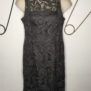 Adrianna Papell Illusion Neckline Lace Prom Dress